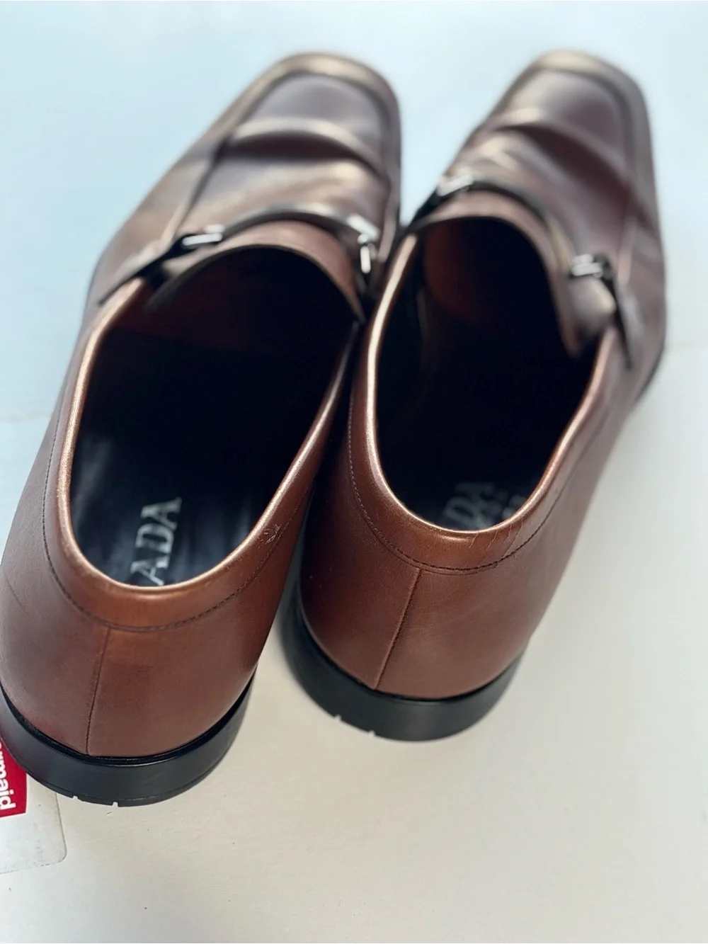 Prada Brown Leather Bit Loafers with Silver Hardware